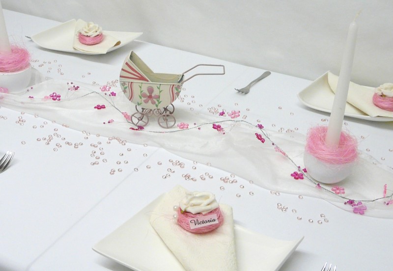 Tisch 1 Taufe - rosa
